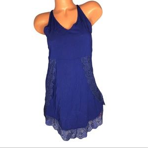 Intimately Free People Night Gown Womens Blue Purple Lace Trim Sleeveless Size